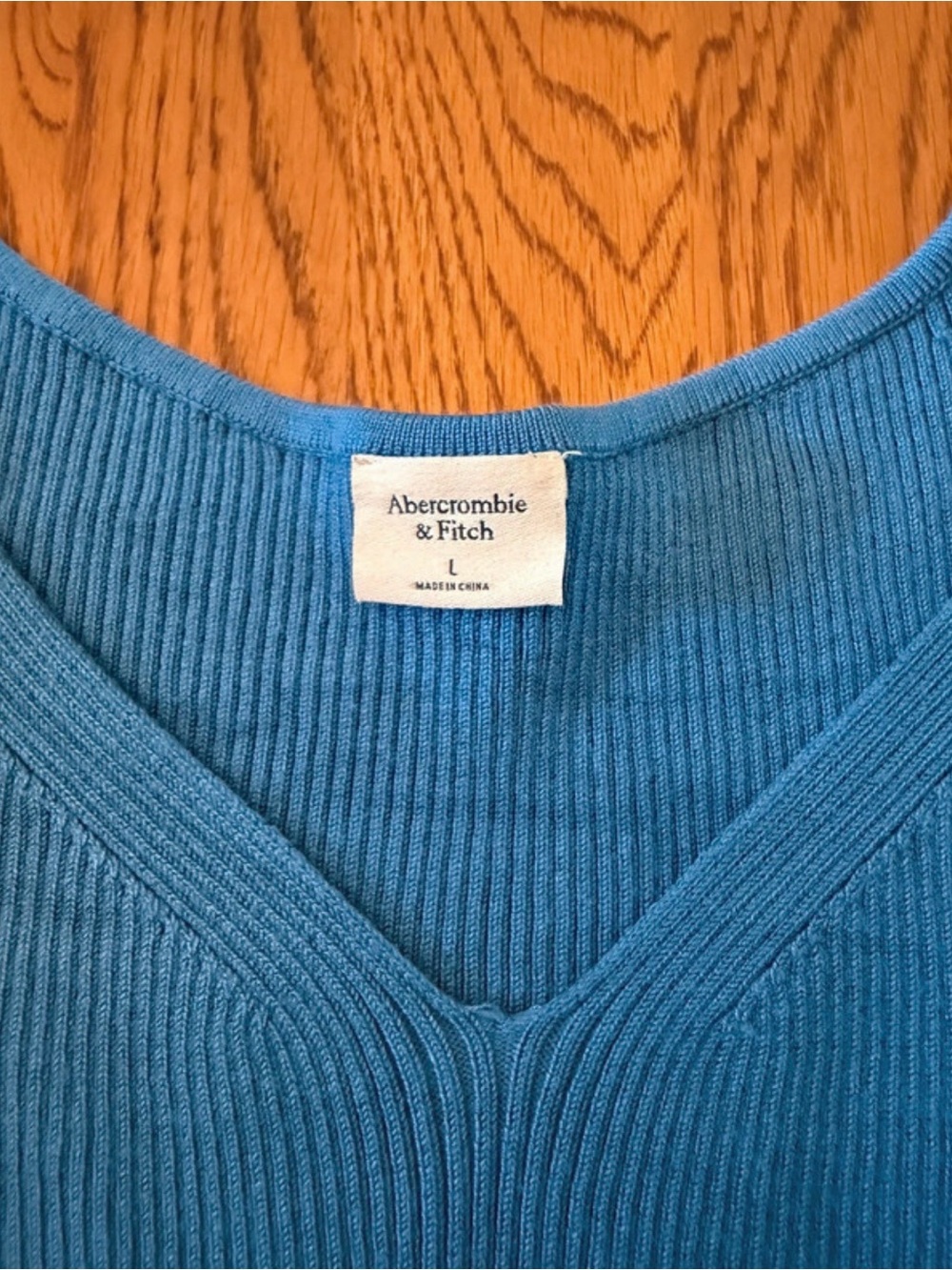 Abercrombie & Fitch Teal Ribbed V-Neck Sweater